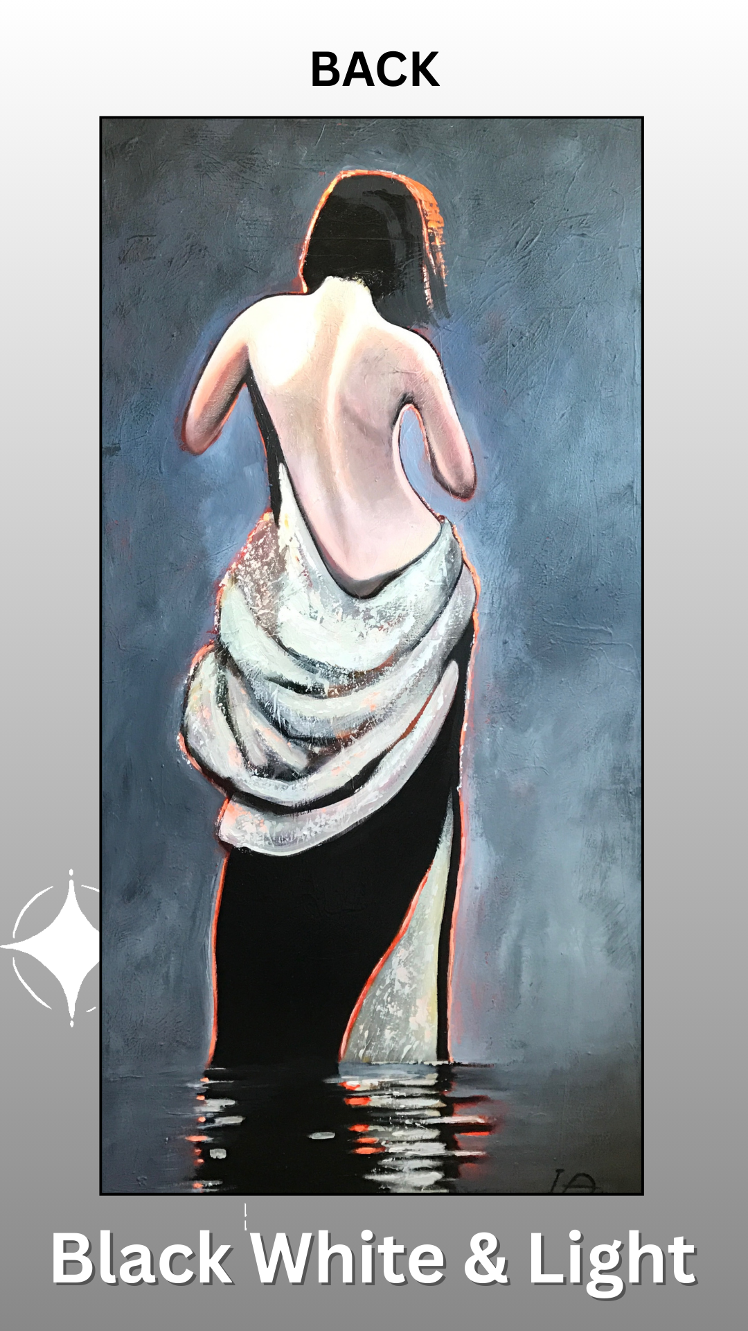 Elegant Female Back Painting 24"x48" Acrylic on Canvas