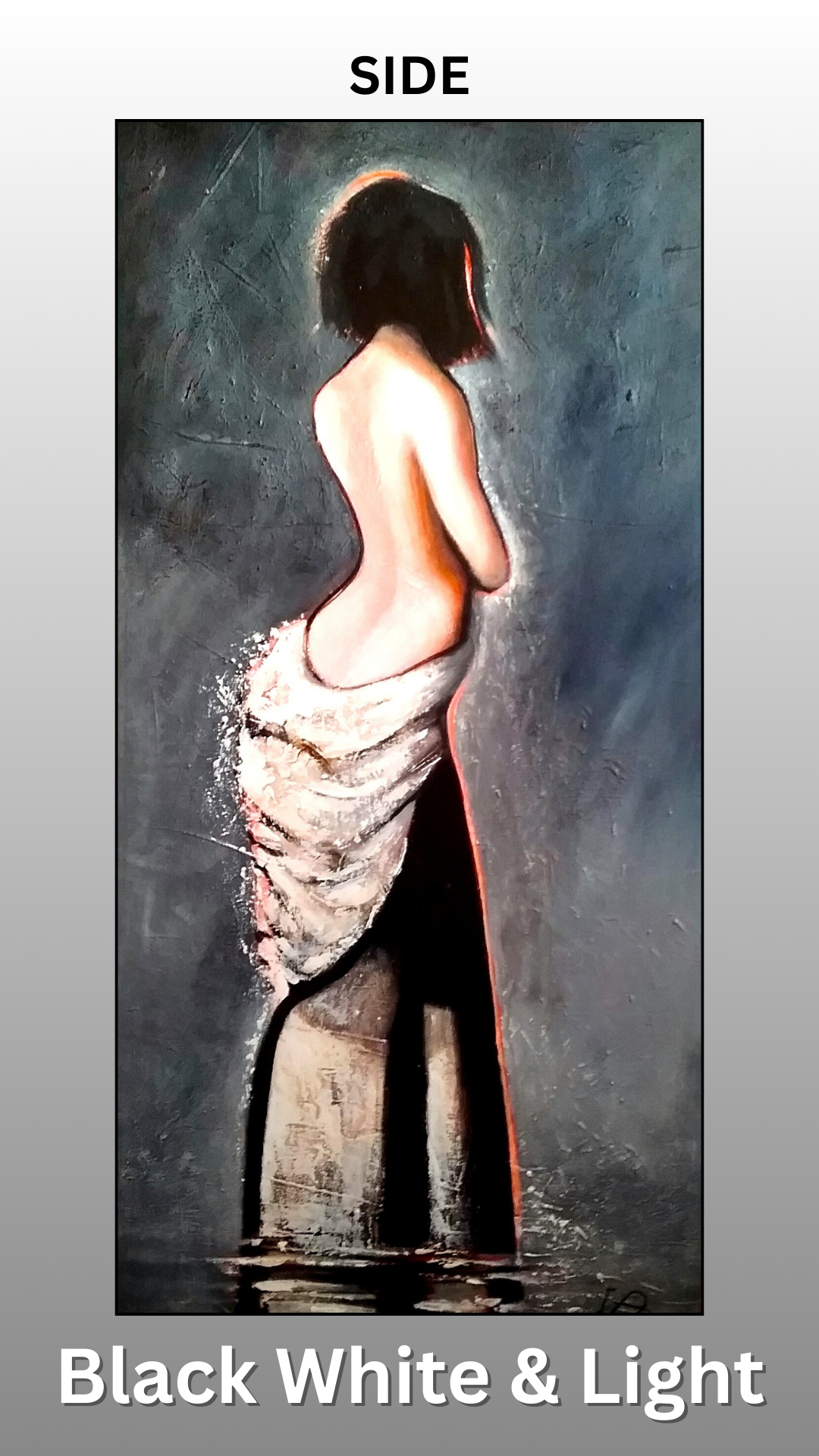 Female Figure Side Body Graphic Art Painting 24"x48" Acrylic on Canvas