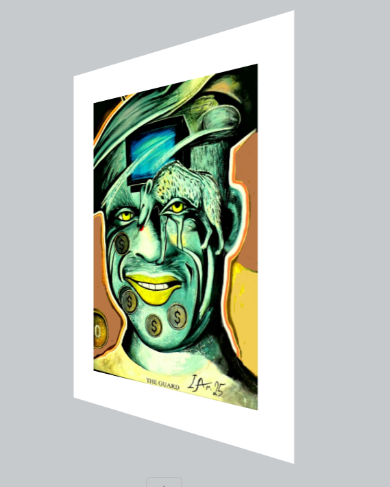 Artistic depiction of a green-skinned creature with yellow eyes and a hat on a gray background