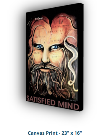 Canvas print of a stylized face with text on a white background