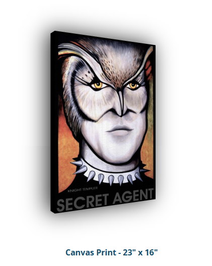 Canvas print of a character with 'Secret Agent' text on a white background