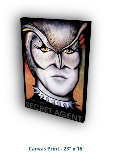 Canvas print of a character with 'Secret Agent' text on a white background