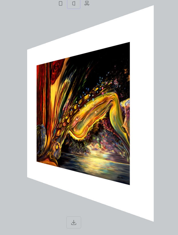 Abstract artwork with vibrant colors on a gray background