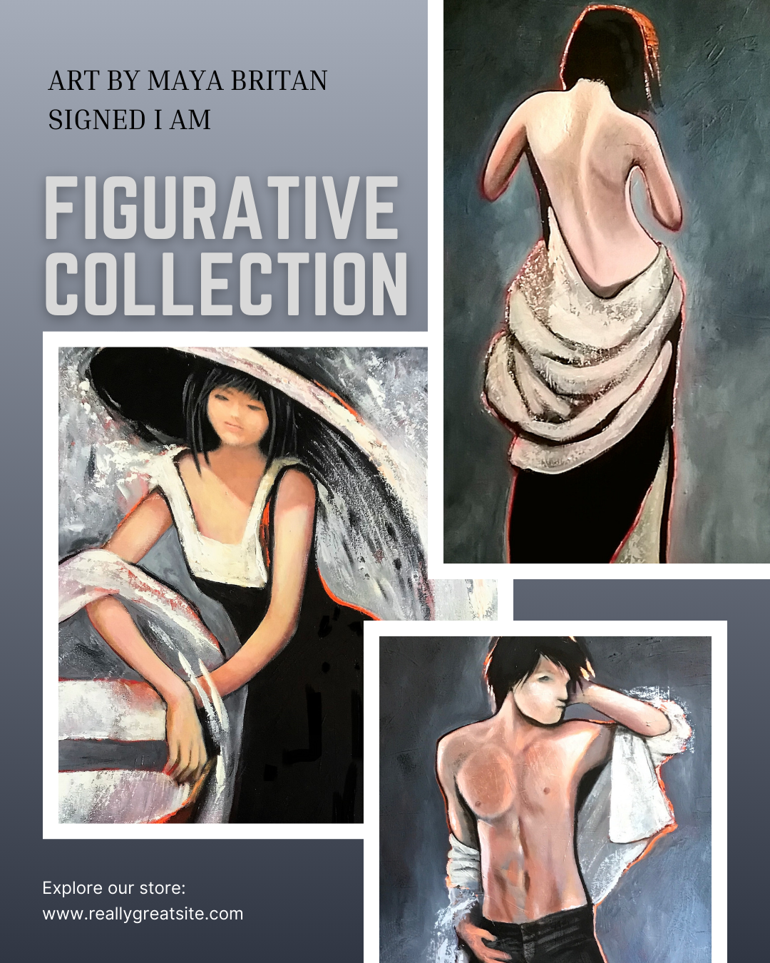 figurative art collection in black white and light
