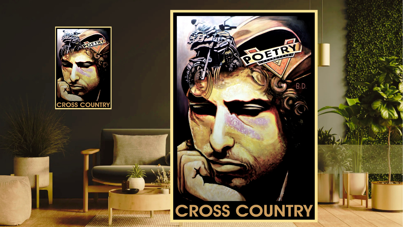 Elvis Presley Portrait Pop Art Motorcycle Acrylics on Canvas