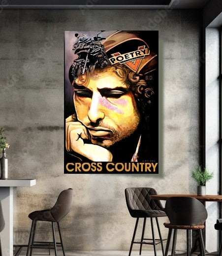 Bob Dylan Portrait Motorcycle Painting & Prints on Canvas