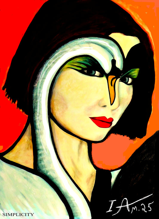 swan animal spirit portrait of a woman in black white yellow and res