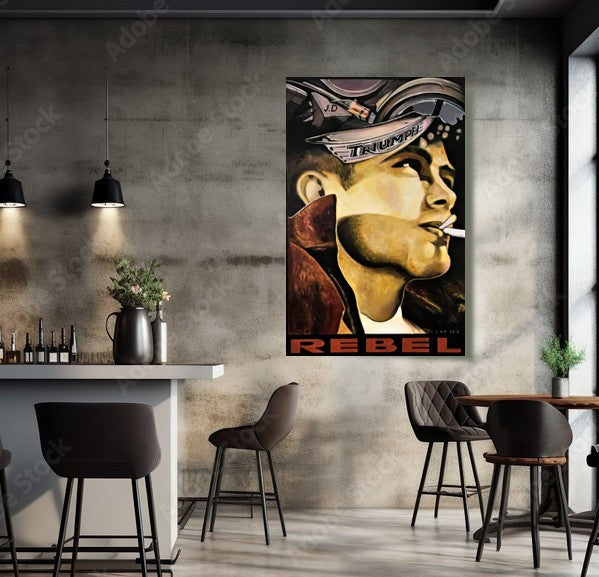 James Dean Portrait Pop Art Motorcycle Prints on Canvas