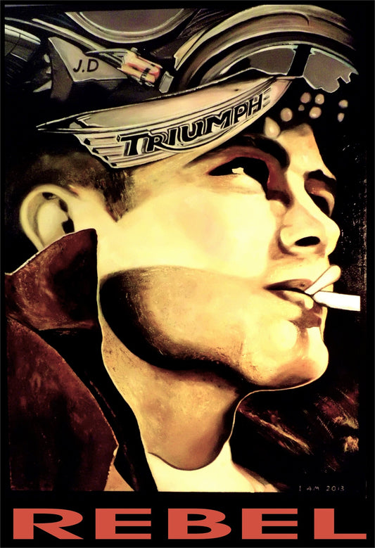 James Dean Portrait Pop Art Motorcycle Prints on Canvas