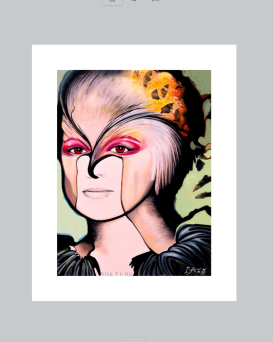 Colorful illustration of a stylized face with artistic makeup on a light gray background