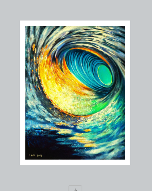 Abstract artwork with swirling colors blue portal vortex on a gray background