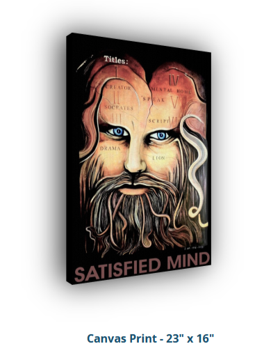 Canvas print of a stylized face with text on a white background
