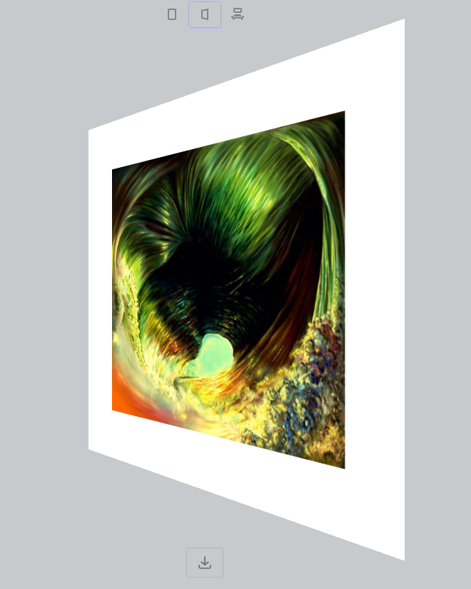 Digital art with swirling colors on a white background