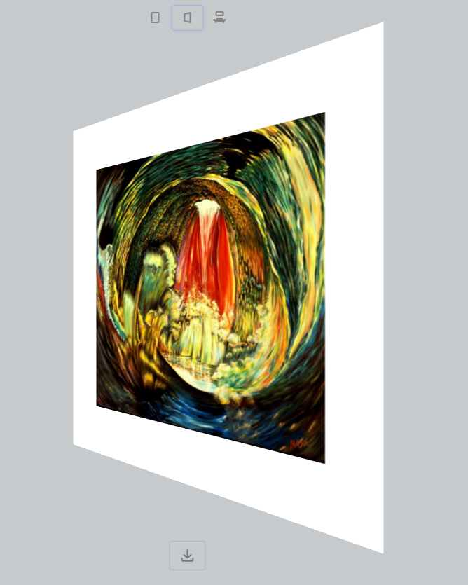 Abstract artwork with swirling colors on a gray background