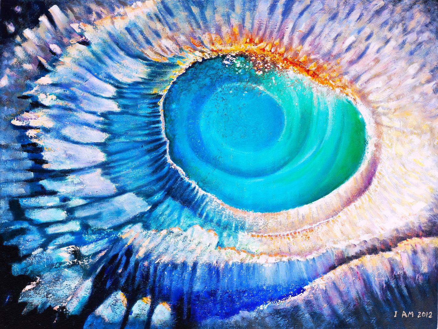 Artistic depiction of a swirling vortex with concentric colors
