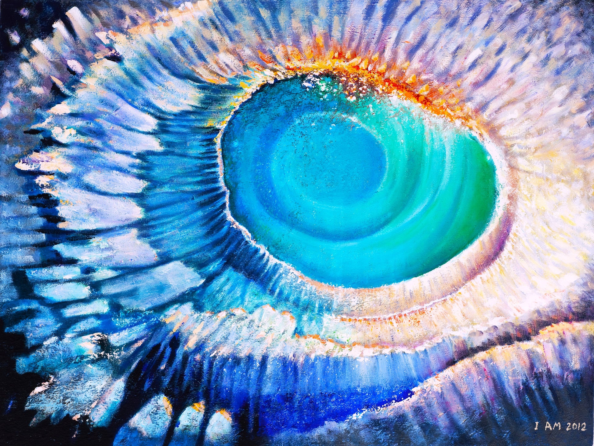 Artistic depiction of a swirling vortex with concentric colors