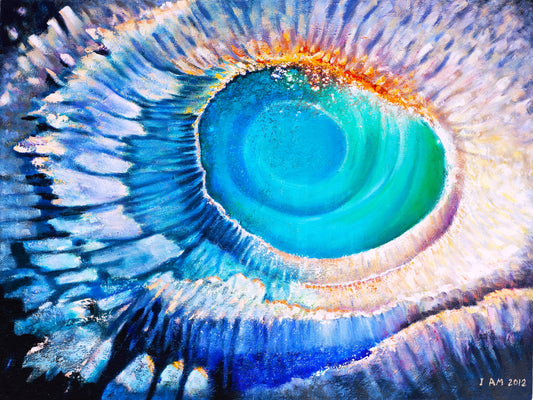 Artistic depiction of a swirling vortex with concentric colors